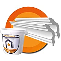 PACK 20m CORNISAS MOLDURAS DE TECHO DECORATIVA K35 POLIESTIRENO POLIESPAN (10x 2m K35 + 1 Adhesivo 1-5Kg) :: HOMESTAR®
